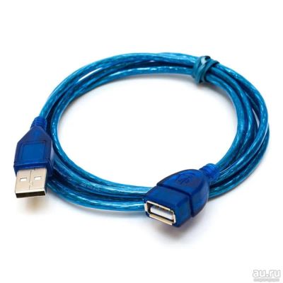 Лот: 15051799. Фото: 1. Кабель USB Папа-Мама, Синий, длина... Шлейфы, кабели, переходники