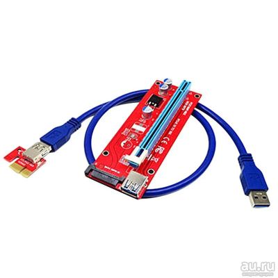 Лот: 18148841. Фото: 1. Райзер Sata PCI-E 1x to 16x ver... Шлейфы, кабели, переходники