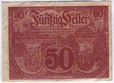 Лот: 1419687. Фото: 1. Австрия. Нотгельд. 50 геллер 1920г... Германия и Австрия