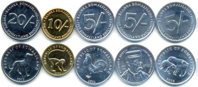 Лот: 5806964. Фото: 1. Сомалиленд набор 5 монет 2002... Наборы монет