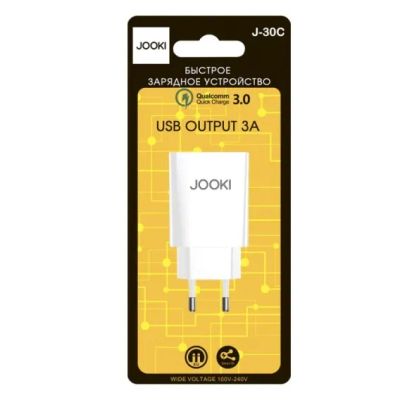Лот: 19686045. Фото: 1. Адаптер 220V->USB 3A QC3.0 Jooki... Зарядные устройства, блоки питания, адаптеры сетевые для смартфонов