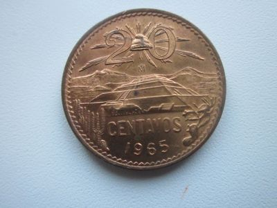 Лот: 20833297. Фото: 1. Мексика 20 цента 1965г. Америка