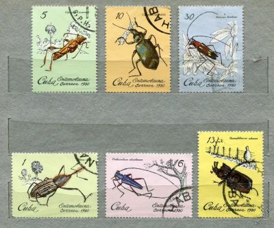 Лот: 5639418. Фото: 1. 1980 Куба полная серия Фауна Жуки... Марки