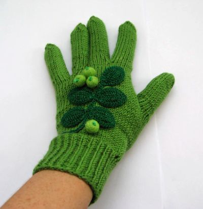 Лот: 10035580. Фото: 1. перчатки новые вязаные зеленые... Перчатки, варежки, митенки