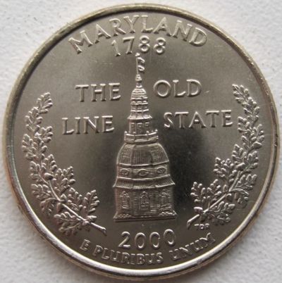 Лот: 6729841. Фото: 1. США 25 центов 2000. Мэриленд... Америка