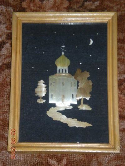 Лот: 95519. Фото: 1. картина из "соломки" церковь. Произведения