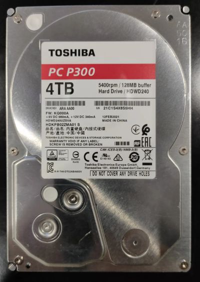 Лот: 18823531. Фото: 1. Жёсткий диск Tochiba 3.5 4 TB. Жёсткие диски (HDD)