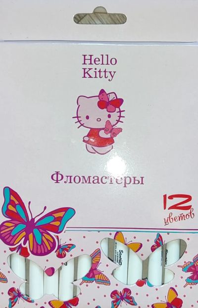 Лот: 25349673. Фото: 1. Фломастеры Hello Kitty 12 цветов. Для рисования
