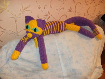 Лот: 3450796. Фото: 1. игрушка ручной работы "кот" 1шт. Авторские куклы, игрушки, поделки