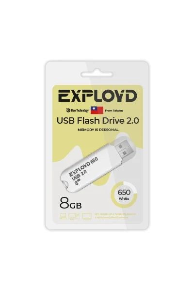 Лот: 18213046. Фото: 1. USB 8 Gb Exployd 650 белый USB... USB-флеш карты