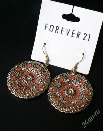 Лот: 1994655. Фото: 1. Серьги с сердечками от Forever... Серьги, каффы