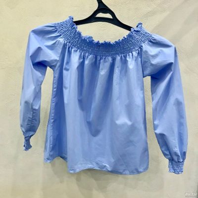 Лот: 16383401. Фото: 1. Голубая блузка размер S. Хлопок... Блузы, рубашки