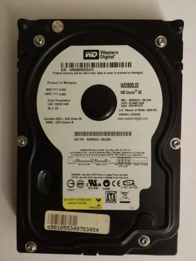 Лот: 10035160. Фото: 1. HHD жесткий диск WD800JD WD Caviar... Жёсткие диски (HDD)