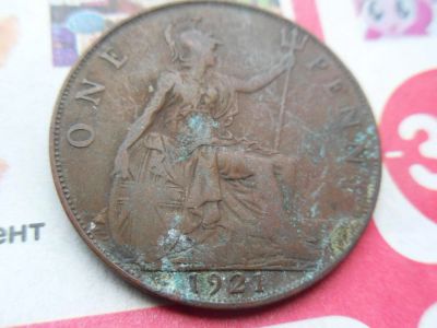 Лот: 10789037. Фото: 1. Великобритания 1 пенни1921. Великобритания и острова