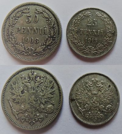 Лот: 11881856. Фото: 1. Финляндия - 2 отличные монетки... Россия до 1917 года