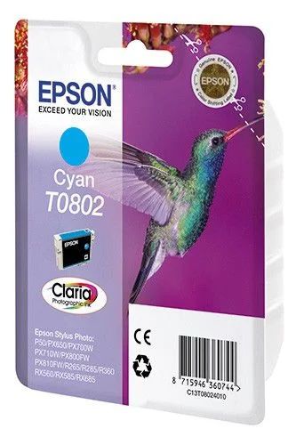 Лот: 8596497. Фото: 1. Картридж EPSON T0802 cyan. Картриджи, расходные материалы