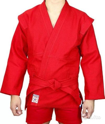 Лот: 6183179. Фото: 1. Куртка для занятий самбо красная... Одежда для боевых искусств