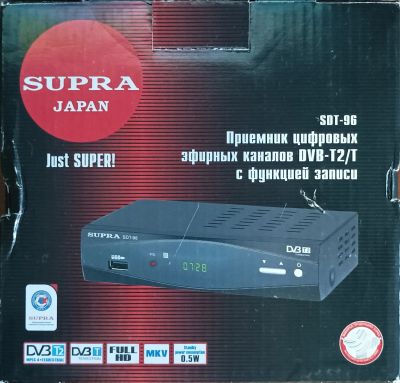 Лот: 24399648. Фото: 1. Ресивер DVD-T2/T, Supra. Цифровое, спутниковое ТВ