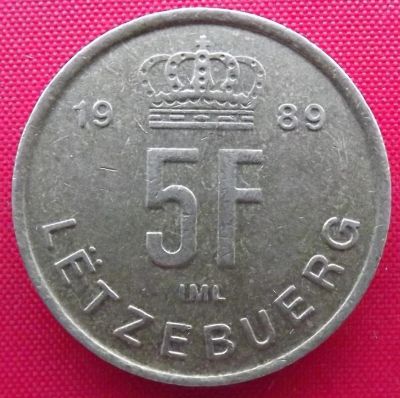 Лот: 2935159. Фото: 1. (№2862/LF) 5 франков 1989 (Люксембург... Европа