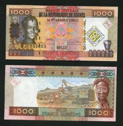 Лот: 3248865. Фото: 1. Гвинея 1000 франков 2010г.(люкс... Азия
