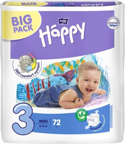 Лот: 12460603. Фото: 1. Подгузники Bella Baby "Happy". Детская гигиена