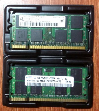 Лот: 19960646. Фото: 1. DDR2 1Gb so-dimm PC5300 две планки... Оперативная память