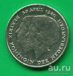 Лот: 8879031. Фото: 1. Нидерланды 1 гульден 1980 Коронация... Европа