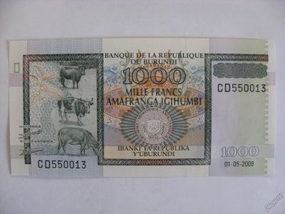 Лот: 6367370. Фото: 1. Бурунди, 1000 франков 2009 года... Африка