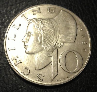 Лот: 5138022. Фото: 1. 10 шиллингов 1958 год, Австрия... Европа