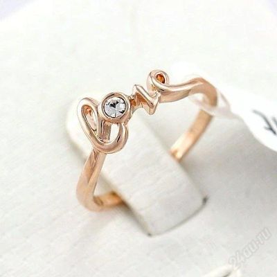 Лот: 2528655. Фото: 1. Кольцо "Love", позолота. Размер... Кольца, перстни