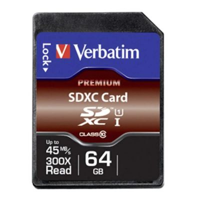 Лот: 4237431. Фото: 1. Карта памяти SD XC 64 GB Verbatim... Карты памяти