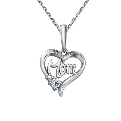Лот: 23901547. Фото: 1. Серебряный подвес Mom с фианитом... Кулоны, подвески