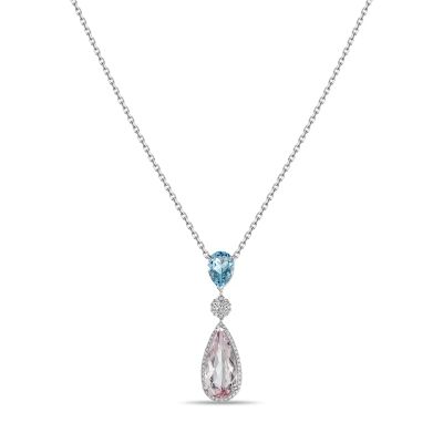 Лот: 24648155. Фото: 1. Колье с аквамарином, бриллиантами... Колье