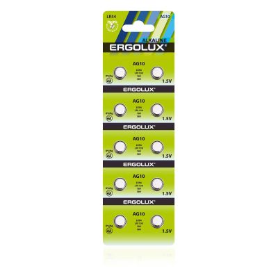 Лот: 24572757. Фото: 1. Батарейки Ergolux AG10, 1,5В... Батарейки, аккумуляторы, элементы питания