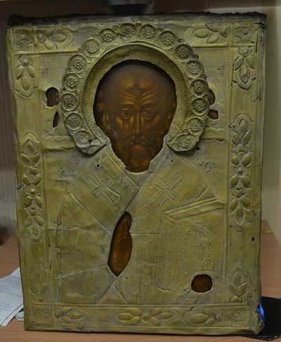 Лот: 5359578. Фото: 1. Икона в окладе. Св. Николай Чудотворец. Иконы