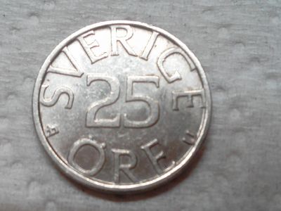 Лот: 13957629. Фото: 1. Монета Швеции 25 ore. Европа