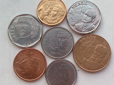 Лот: 16169188. Фото: 1. Набор монет Бразилии, 7 шт. Наборы монет