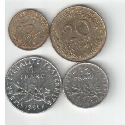 Лот: 2500027. Фото: 1. 4 монеты Франция до Евро. Европа