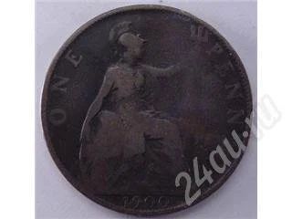 Лот: 239619. Фото: 1. Великобритания. 1 пенни 1900г... Европа