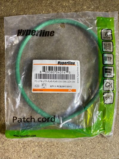 Лот: 18565918. Фото: 1. Патч-корд Hyperline PC-LPM-UTP-RJ45-RJ45-C6-0... Сетевые кабели