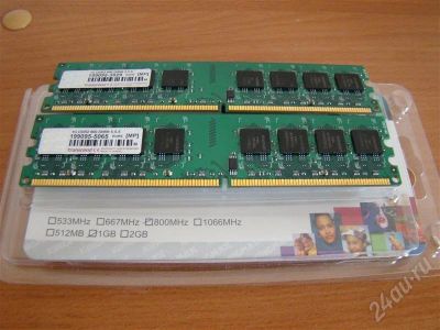 Лот: 596171. Фото: 1. 1G DDR2 Transcend (2шт). Оперативная память