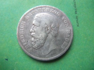 Лот: 12232476. Фото: 1. 5 марок 1875 г. Баден,серебро... Германия и Австрия
