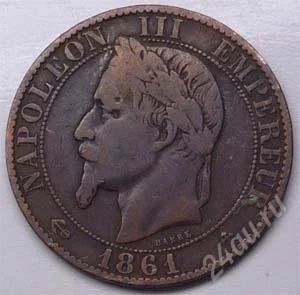 Лот: 857422. Фото: 1. Франция. 5 сантим 1861. Наполеон... Европа