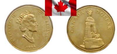 Лот: 18945530. Фото: 1. Канада 1 доллар 1994 Национальный... Америка
