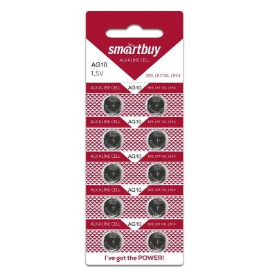Лот: 21515369. Фото: 1. Эл. пит. LR754 SmartBuy AG5-10B. Батарейки, аккумуляторы, элементы питания