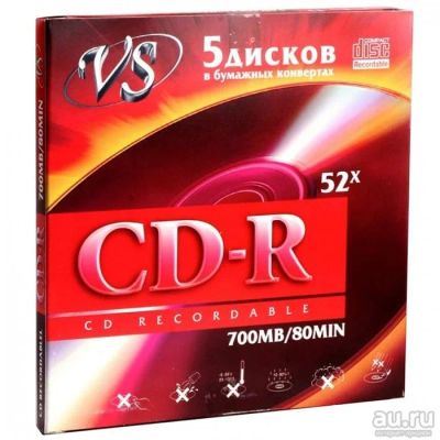 Лот: 16878854. Фото: 1. Диски VS CD-R 80 52x в конвертах. CD, DVD, BluRay