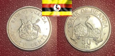 Лот: 19216399. Фото: 1. Уганда 50 центов 1976 в блеске... Африка