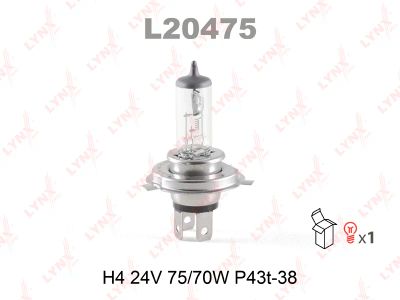 Лот: 8762588. Фото: 1. Лампа LYNXauto L20475 H4 24V 75... Оптика и освещение