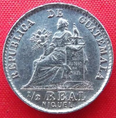 Лот: 4714958. Фото: 1. (№3596) 1/2 реала 1900 (Гватемала... Америка