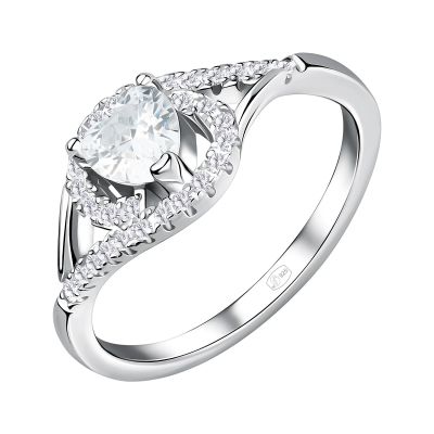 Лот: 23823145. Фото: 1. Серебряное кольцо с фианитами... Кольца, перстни